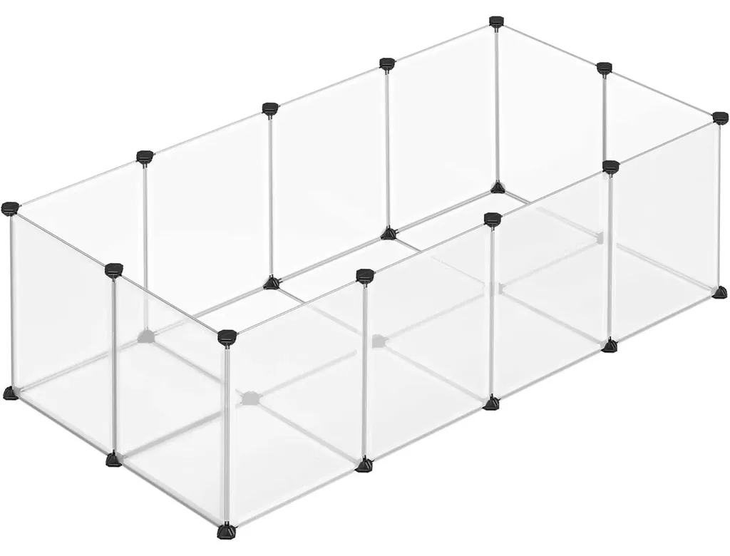 Enclos pour petits animaux en plastique modulable 143 x 71 x 47 cm Gris
