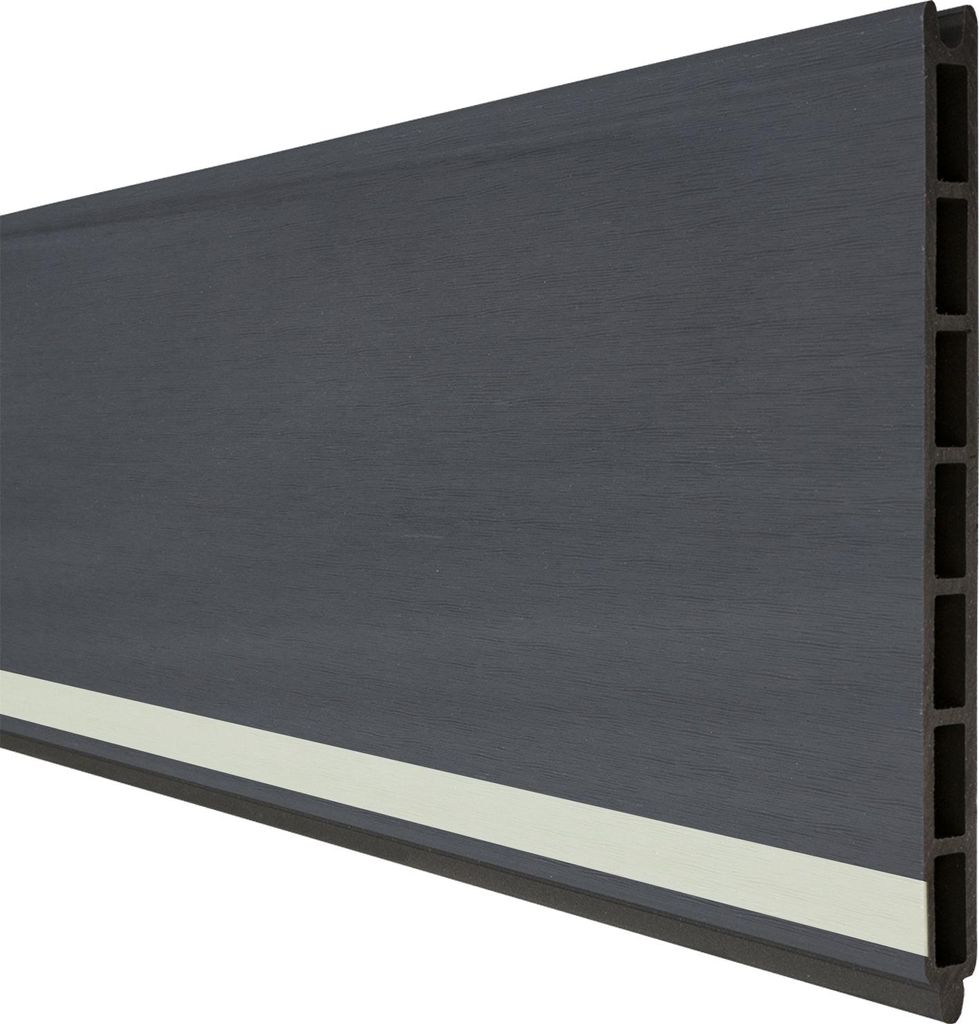 GroJa Solid Grande Lightstripe Steingrau co-extrudiert 180x25,3x1,9 cm Einzelprofil - Auslaufartikel