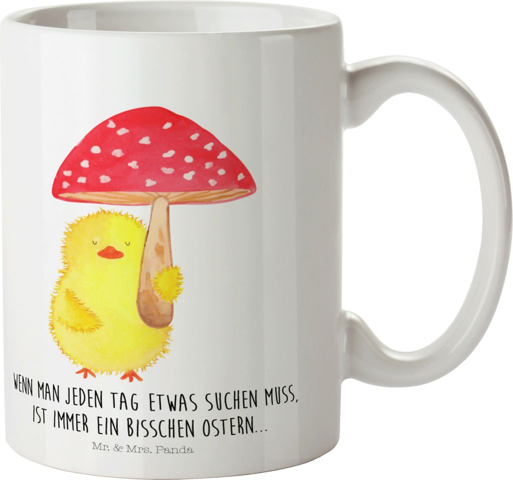 Mr. & Mrs. Panda Plastikbecher Küken Fliegenpilz - Weiß - Geschenk, Ostergrüße, Schulkind Tasse, Ostern, Ostergeschenke, Frohe, Glückspilz, Ki...