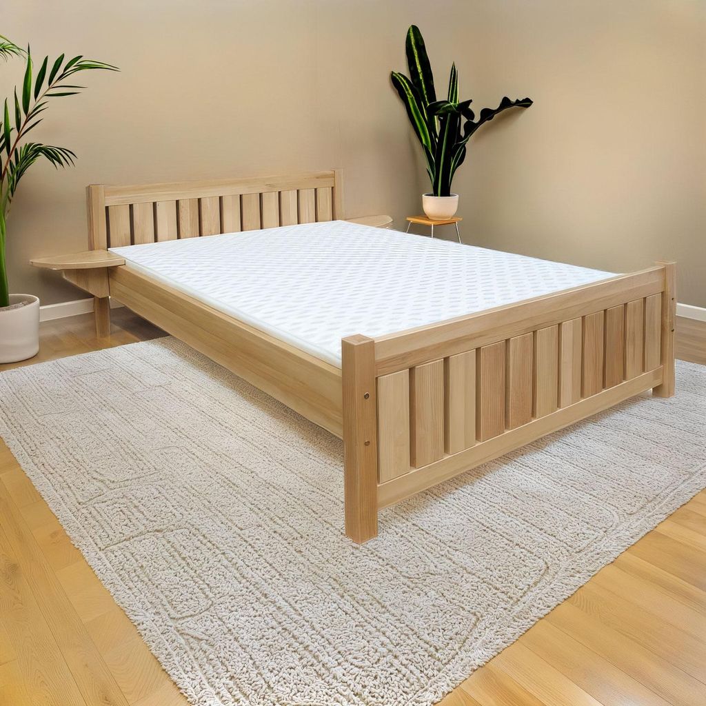 Doppelbett / Gästebett Buche massiv Vollholz natur 106, inkl. Lattenrost - Abmessung 180 x 200 cm