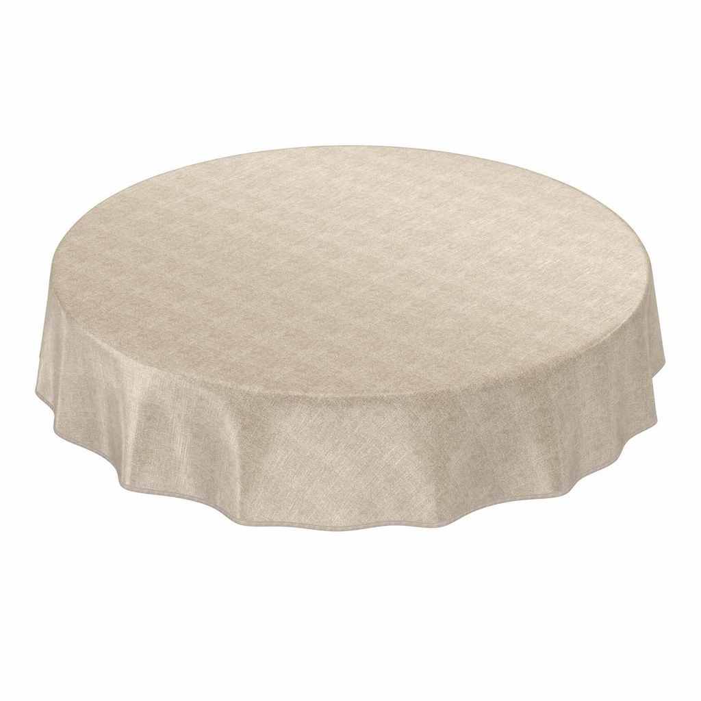 Tischdecke Wachstuch Einfarbig Beige Robust Wasserabweisend Rund 100 cm