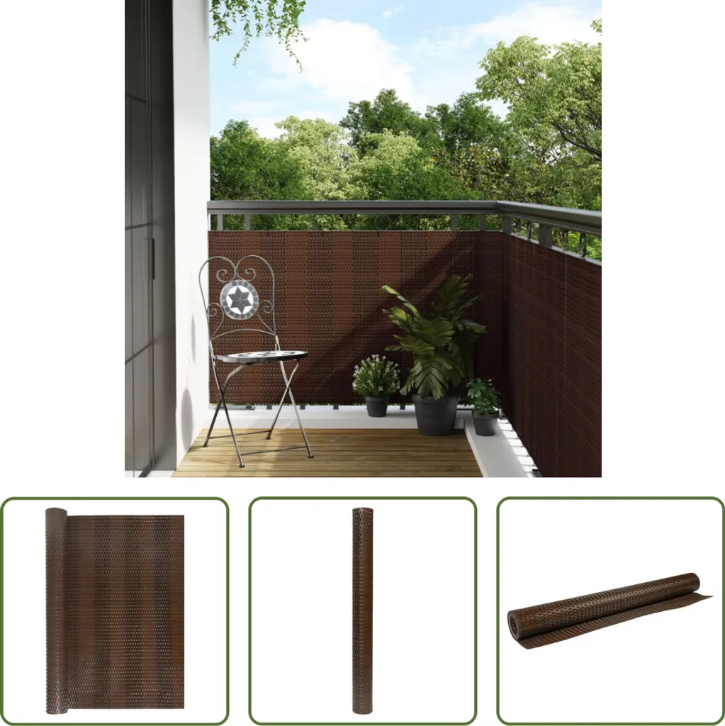 Schermo Protettivo Balcone Poly Rattan Marrone Nero 600x80 cm | Offerta