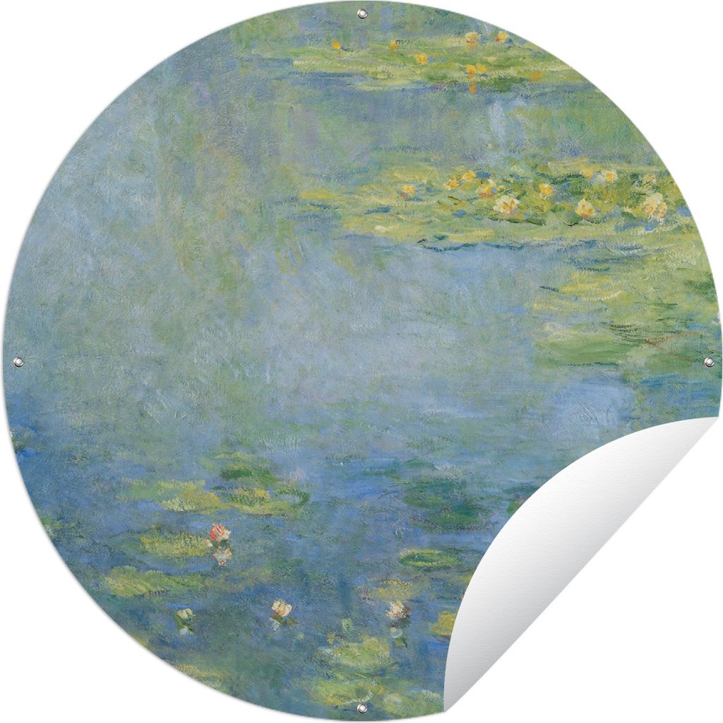 MuchoWow Gartenposter Outdoor-Poster Rund Seerosen - Gemälde von Claude Monet Ø 90 cm Gartendeko Rundes Poster draußen