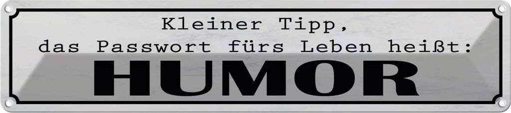 vianmo Blechschild 10x46 cm Passwort fürs Leben heißt HUMOR Spruch Zitat