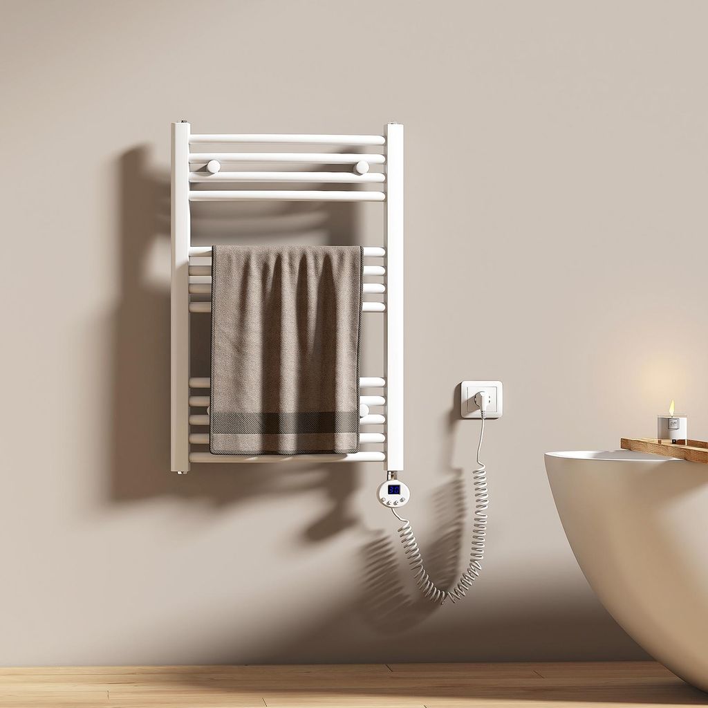 EMKE Scaldasalviette elettrico 75X50cm 300W Bianco curvo Immagine del prodotto 