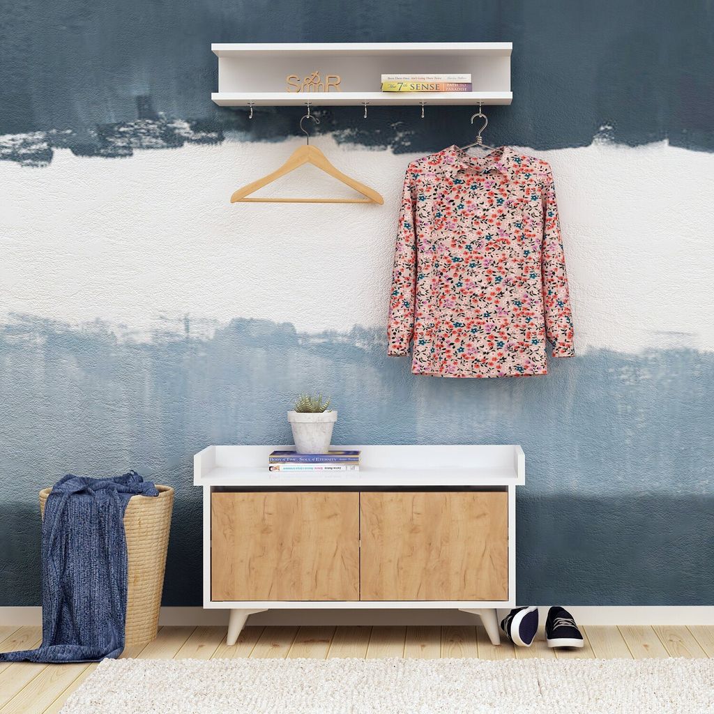 Skye Decor, Stato, Hallenstand, Eiche, 100 % MELAMINBESCHICHTETE SPANPLATTEN, 90 x 35 x 60 cm