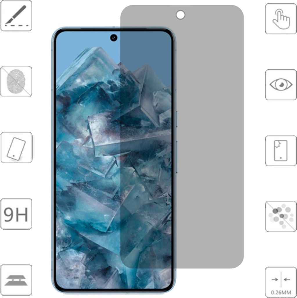 Für Google Pixel 9 Pro XL 5G 1x 2.5D 0,26mm Privacy H9 Hart Glas Folie Schutz
