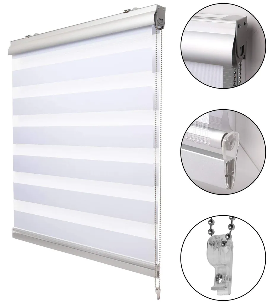 Store Jour Nuit Sans Perçage Blanc 120x160cm - Rideau Double SolDecor