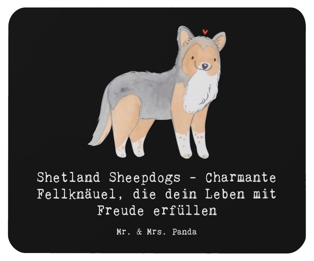 Mr. & Mrs. Panda Mousepad Shetland Sheepdog Glücksbringer - Schwarz - Geschenk, Hunderasse, Mouse Pad, pc, intelligenter Hund, aktiver, Mauspad, t...