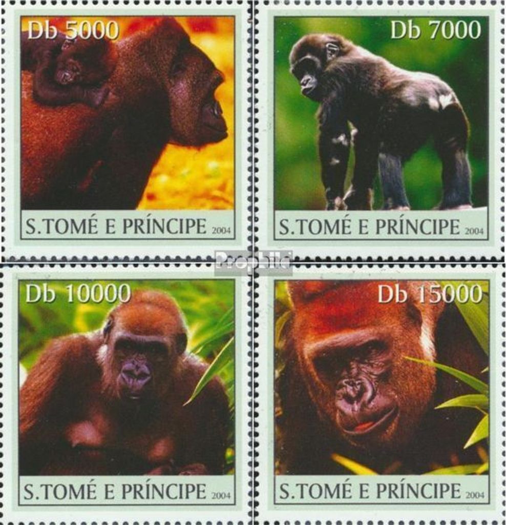 Briefmarken Sao Tome e Principe 2004 Mi 2613-2616 (kompl.Ausg.) postfrisch Säugetiere