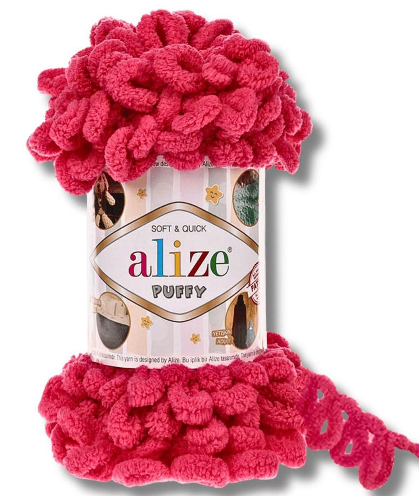 Alize 1x 100g Puffy Wolle, Uni, Häkeln, Stricken (Fuchsia - 149)