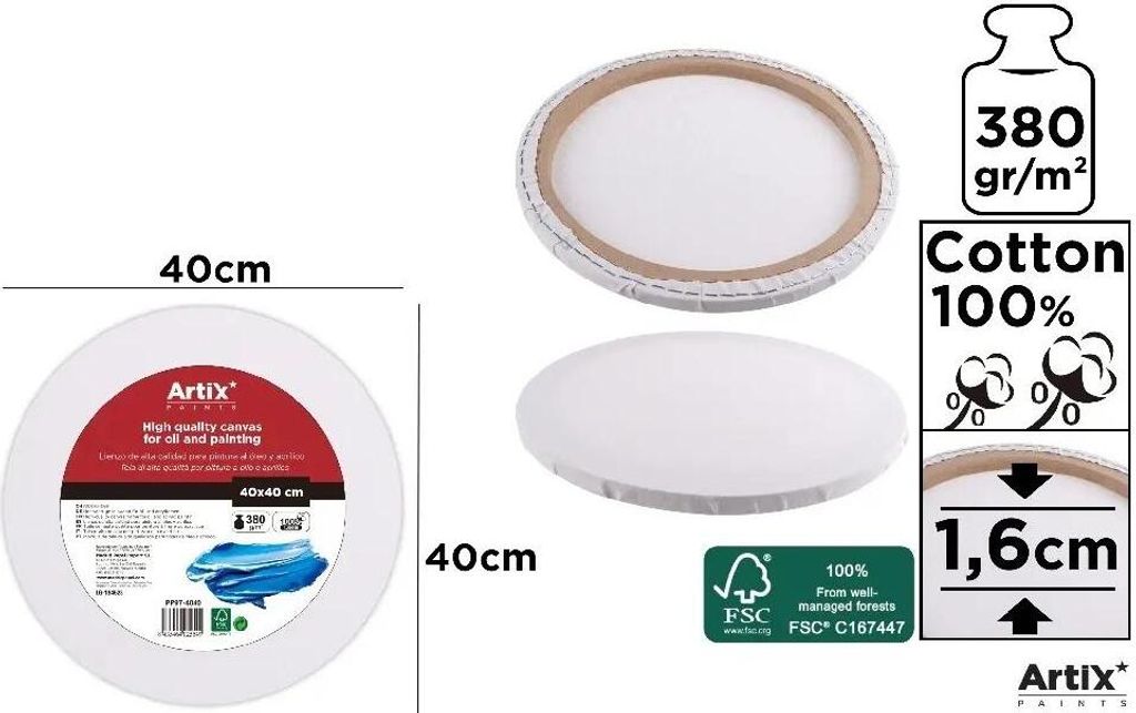 Base redonda de 40x40x1,6 cm, 380 g/m² - Artix Imagen del producto 