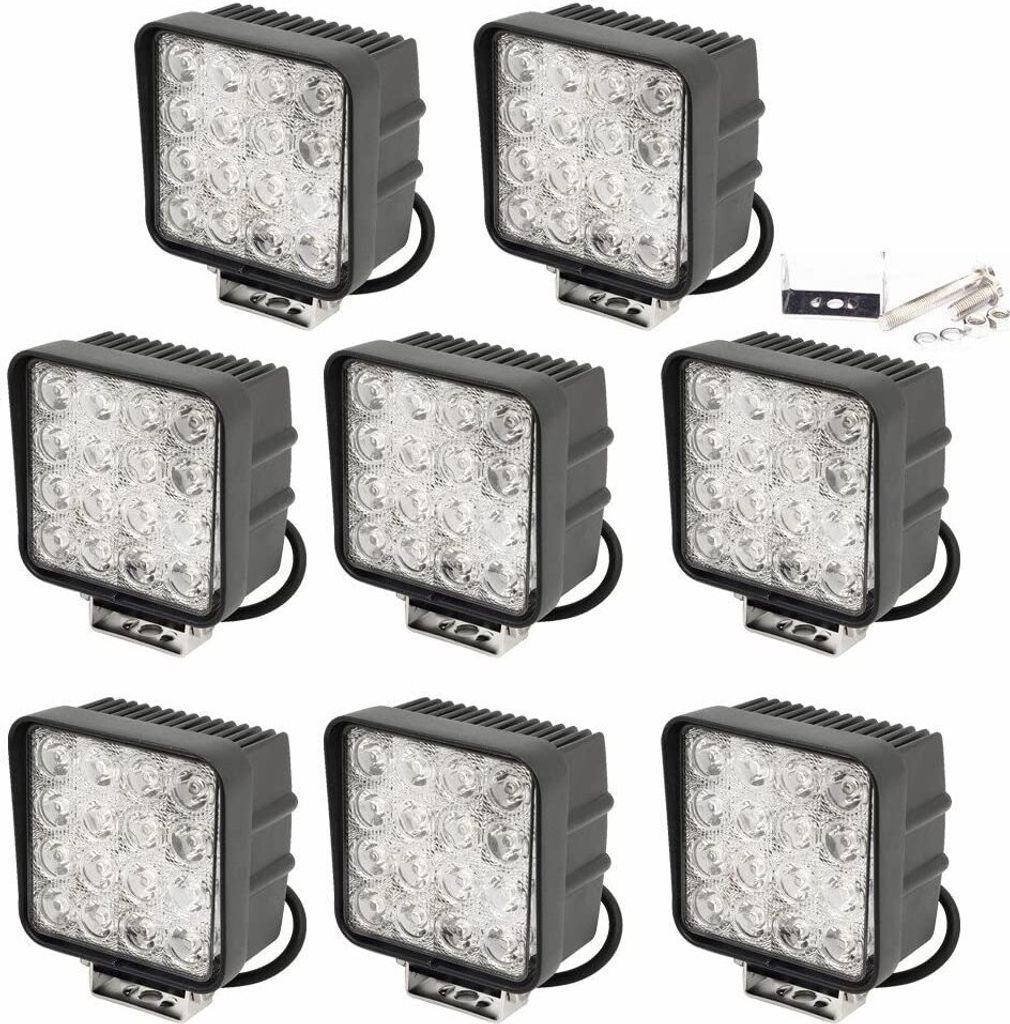 Greenmigo 8 X LED 48W Arbeitslicht Arbeitsscheinwerfer LED Offroad Flutlicht Spotlight Reflektor Scheinwerfer Arbeitsscheinwerfer 3800LM Schwarz Al...