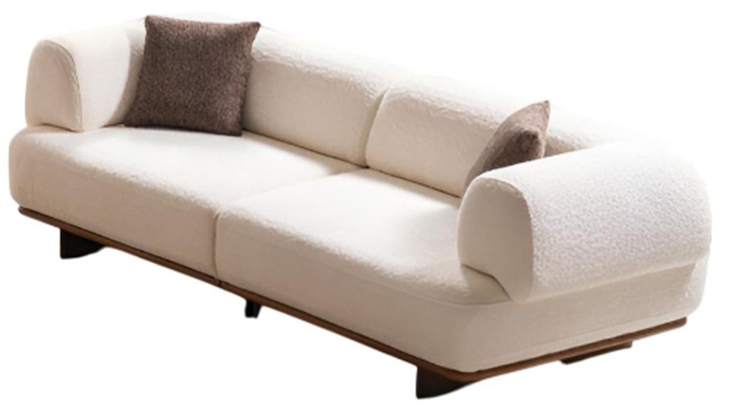 Exklusives Beiges Polstersofa Moderne Textilcouch Wohnzimmer 3-er