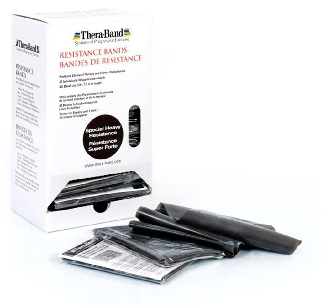 TheraBand Dispenser System 30 x 1,5 m – Original Übungsbänder für Therapie, Fitness & Rehabilitation spezial stark/schwarz