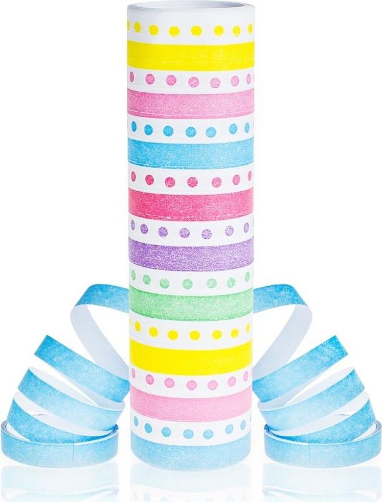 Papier Luftschlangen Punkte und Streifen in Pastell - 1 Rolle mit 18 Wurf je 4 Meter