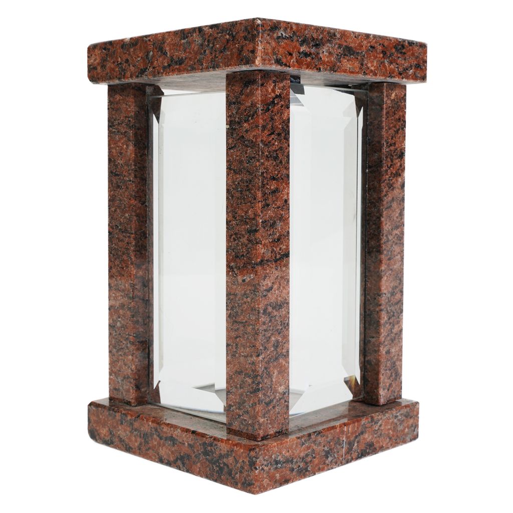Designgrab Grablampe Aus Messingfarbenem Aluminium & Granit – Mit Kreuz, Antikoptik, Wetterfest