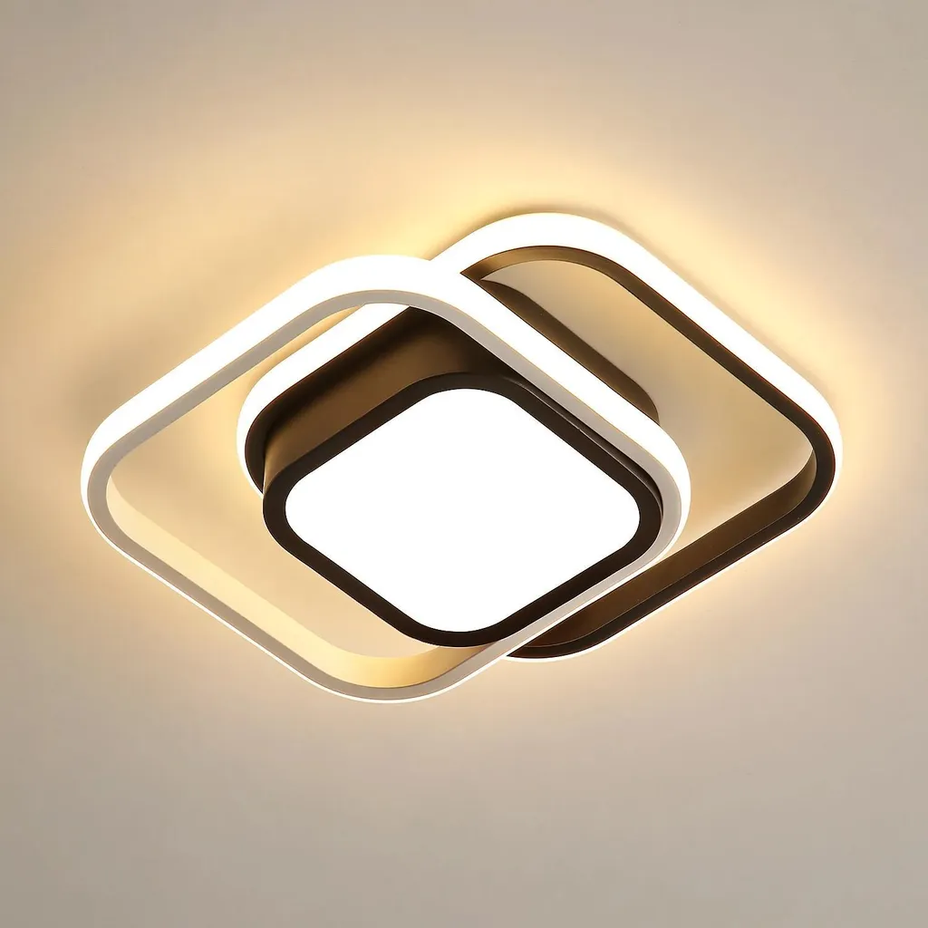 Plafonnier LED Noir 32W pour Bureau ou Chambre - Éclairage Blanc Chaud