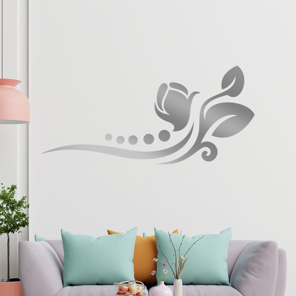 Blume - Linien Punkte Wandtattoo in 6 Größen - Wandaufkleber Wall Sticker - Dekoration, Küche, Wohnzimmer, Schlafzimmer, Badezimmer