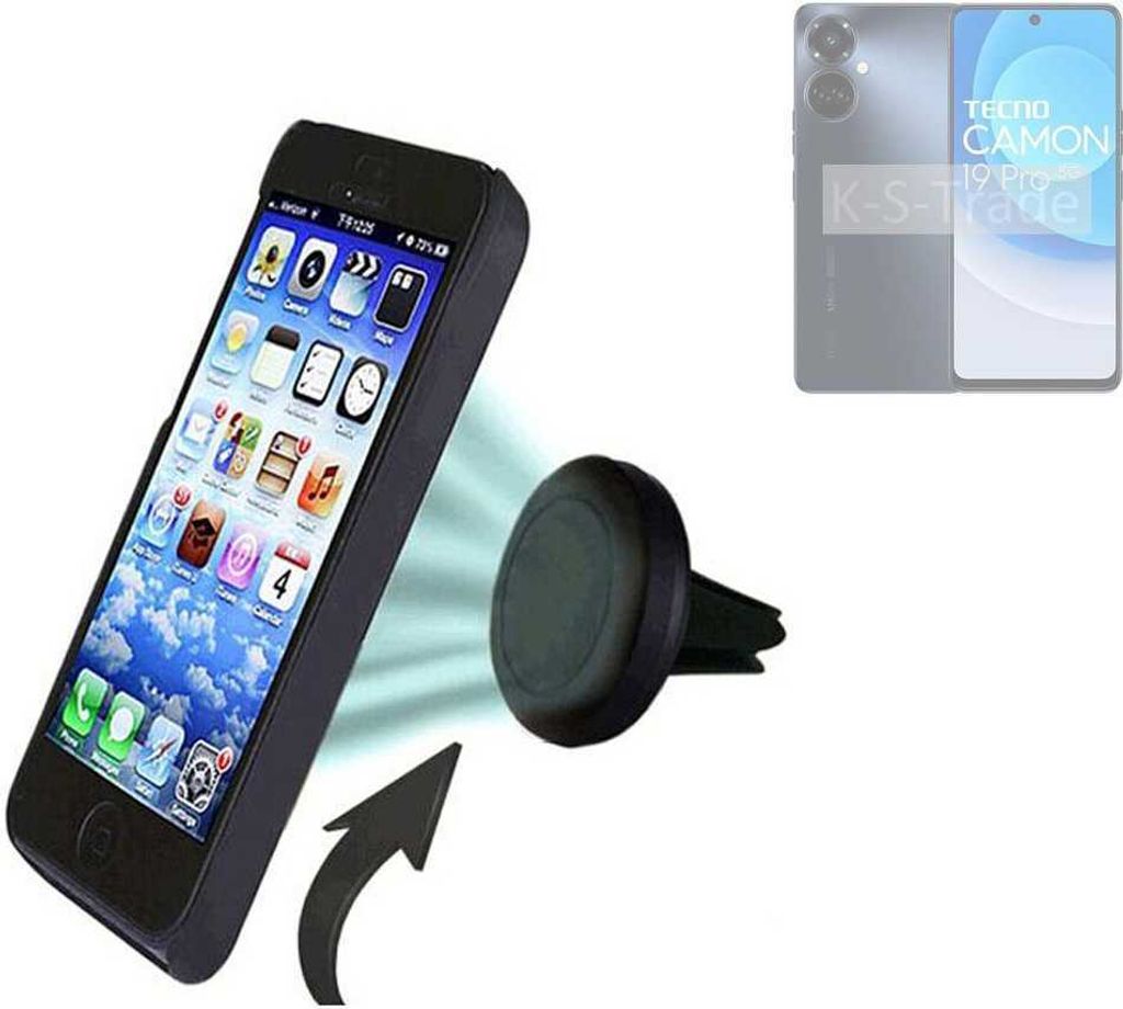 K-S-Trade Kompatibel mit Tecno Camon 19 Pro 5G Auto Handy Halterung KFZ Halter Lüftungsgitterhalterung Air Vent mount Smartphone Halter
