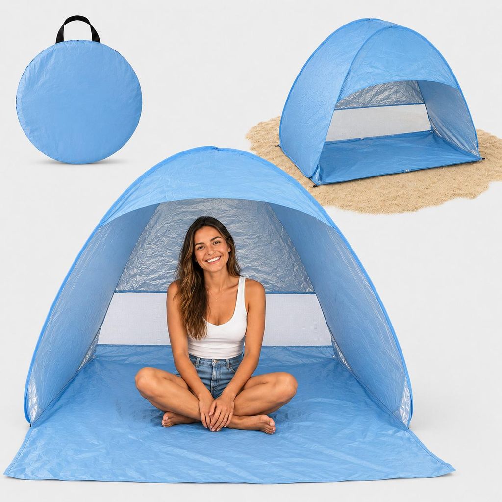 Tenda da Spiaggia Pop Up Automatica 2-3 Persone, Montaggio Immagine del prodotto 