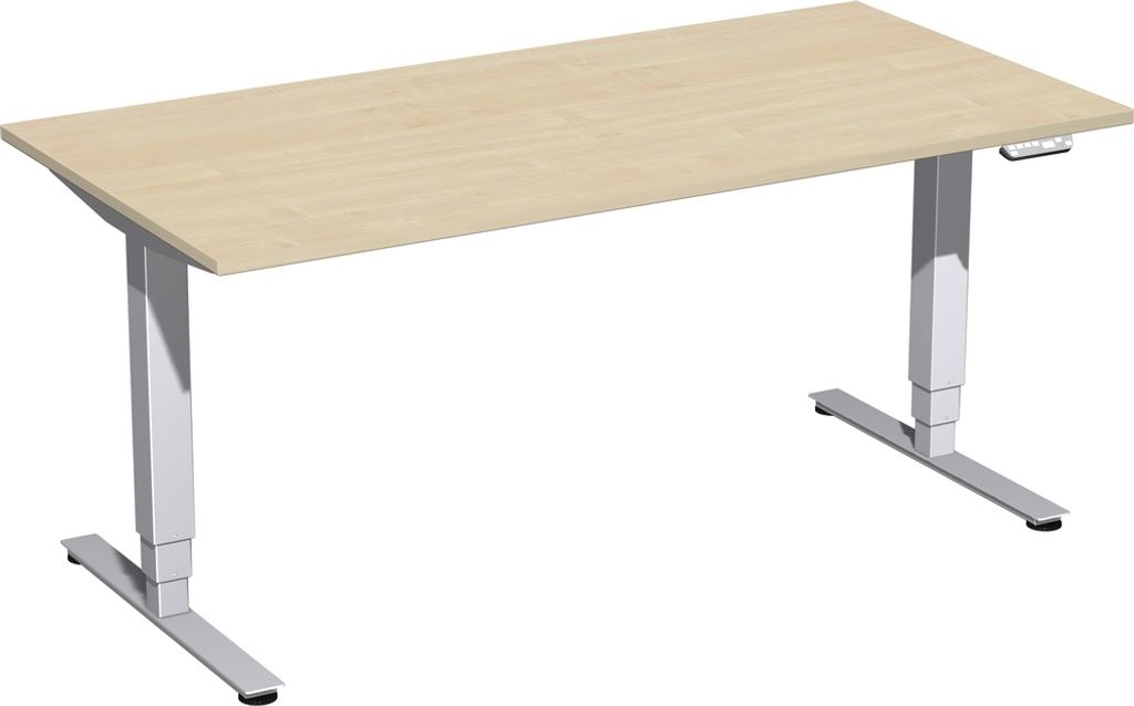Gera Elektro Pro+ Elektro-Hubtisch höhenverstellbar, 1600x800x625-1285, Ahorn/Silber
