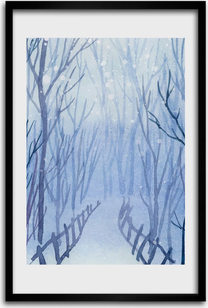 Bild - Bilderrahmen - 40 cm x 60 cm - MDF - Rahmen - Wandkunst - Winterwald