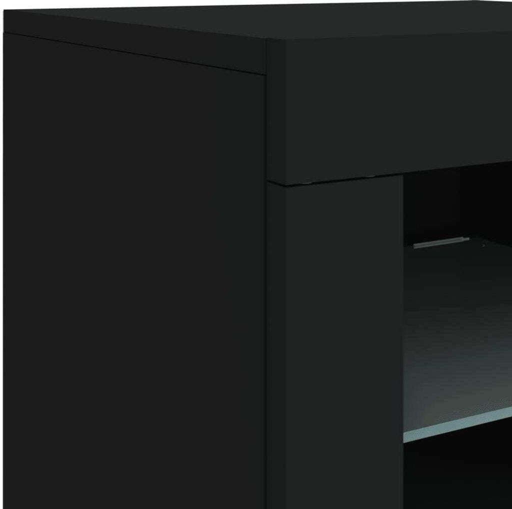 Szafka boczna z oświetleniem LED z czarnego drewna Zdjęcie produktu 11