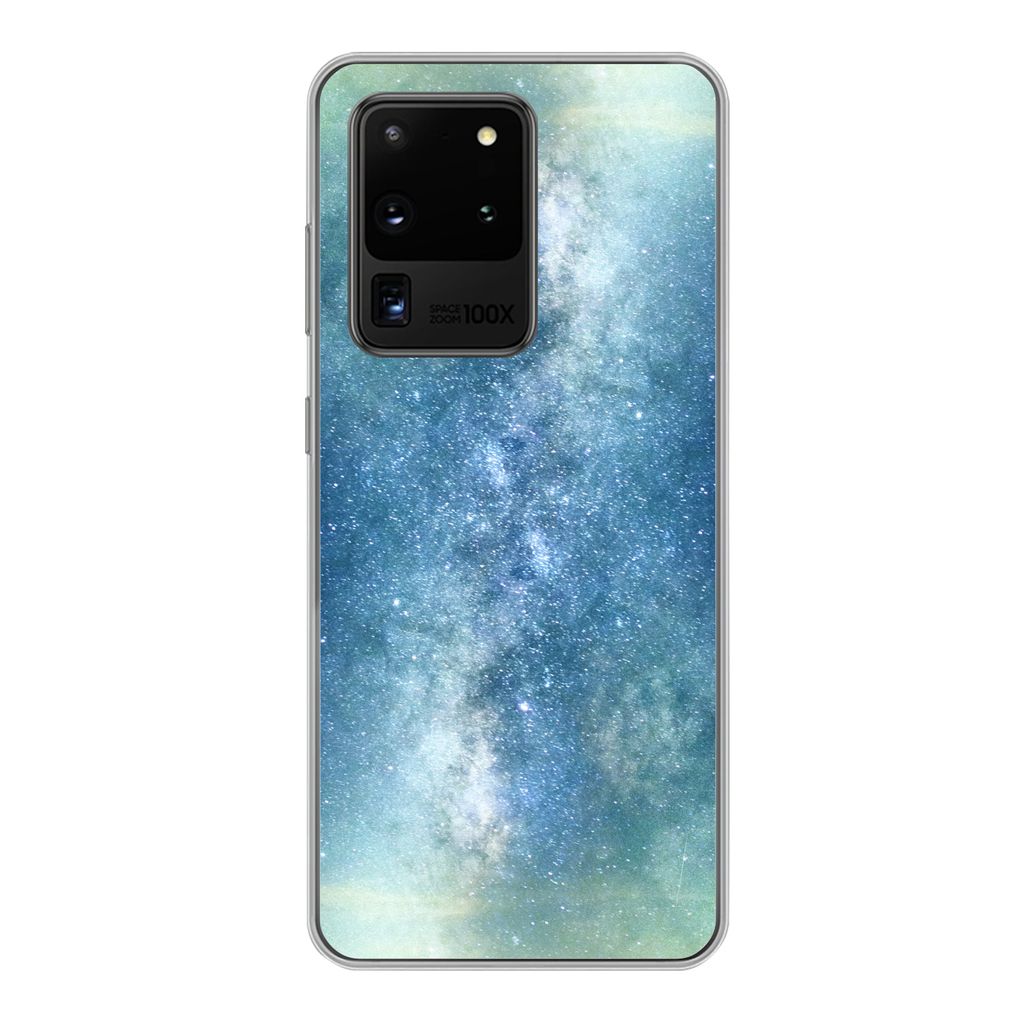 MuchoWow Handyhülle Schutzhülle Hülle für Samsung Galaxy S20 Ultra Sterne - Himmel - Blau - Jungen - Mädchen - Kinder Silikon Softcase Handy...