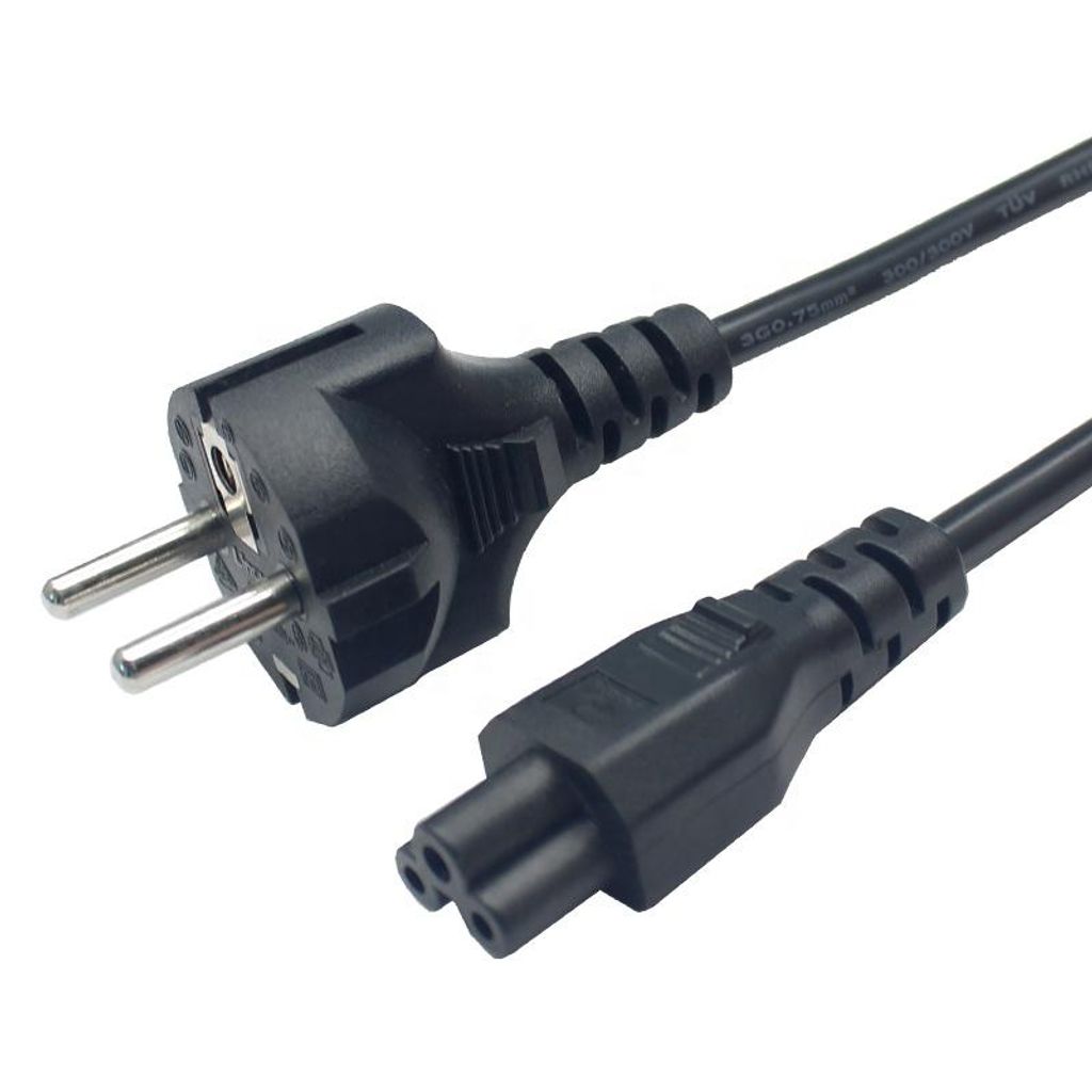 HB-M2 AC Kabel x10Set, 10/16A 250V, EU Stecker, Für Elektrogeräte oder Netzadapter, 1,5m Schwarz, Kleeblatt, auf IEC 60320-C5