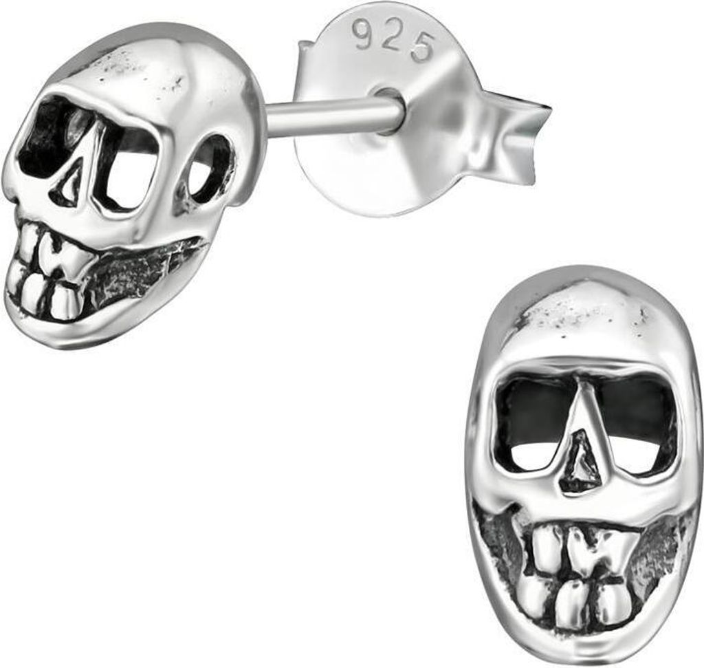 Ohrstecker Totenkopf aus 925 Silber Uni