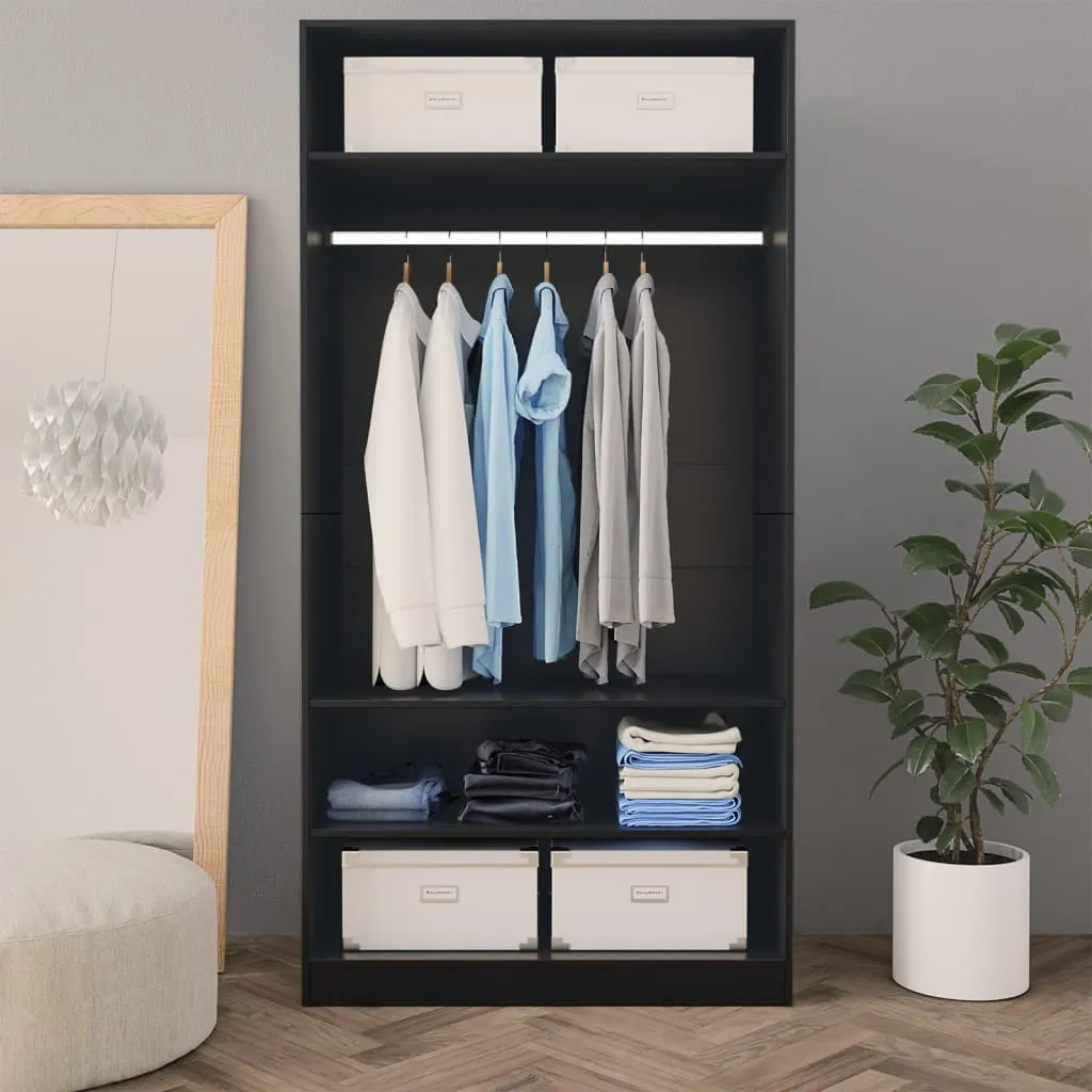 Armoire Noire 100x200 cm - Solution Gain de Place en Bois Composite