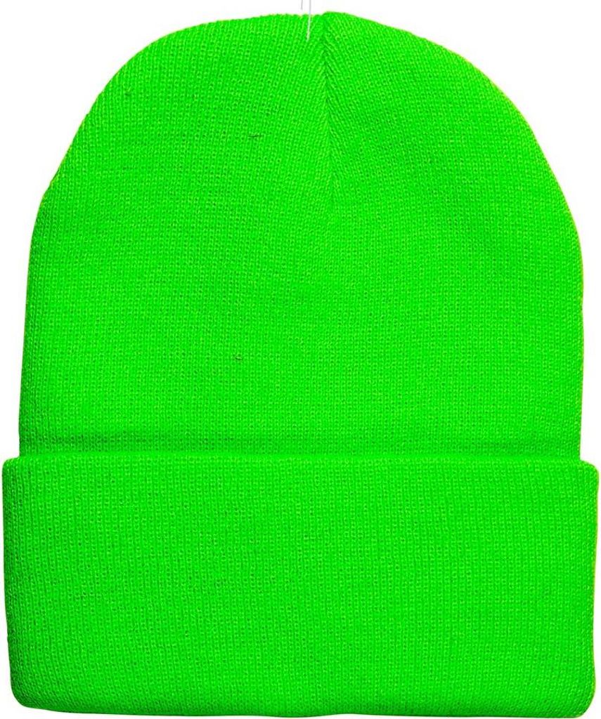 80er Jahre Kostüm Beanie Mütze | Neon Grün Produktbild 