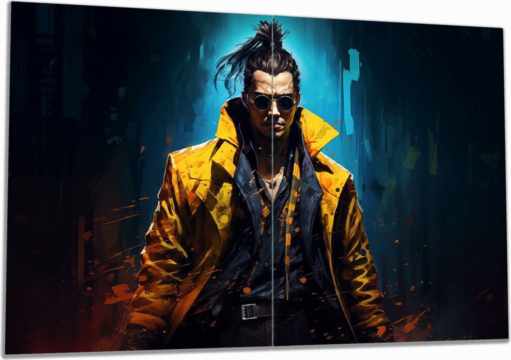 Wallario Herdabdeckplatte aus Glas, Größe 80 x 52 cm 2-teilig, Motiv Kämpfer der Nacht