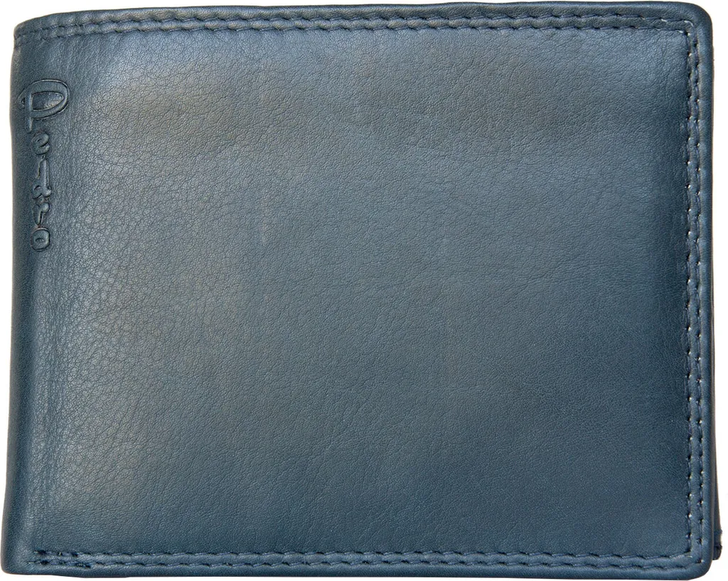 Portafoglio Uomo Pedro: Pelle Grigio-Blu Senza Fodera e Molto Capiente