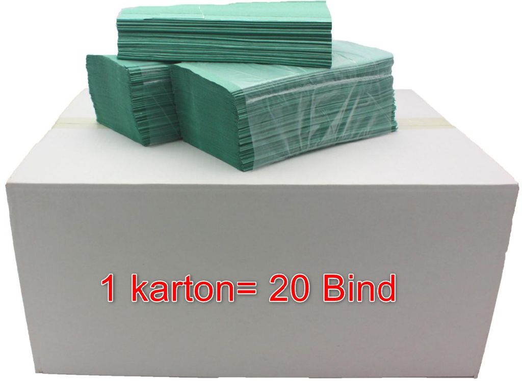 Papierhandtücher Handtuchpapier 2 lagig  4000 Stück Falthandtücher Grün 