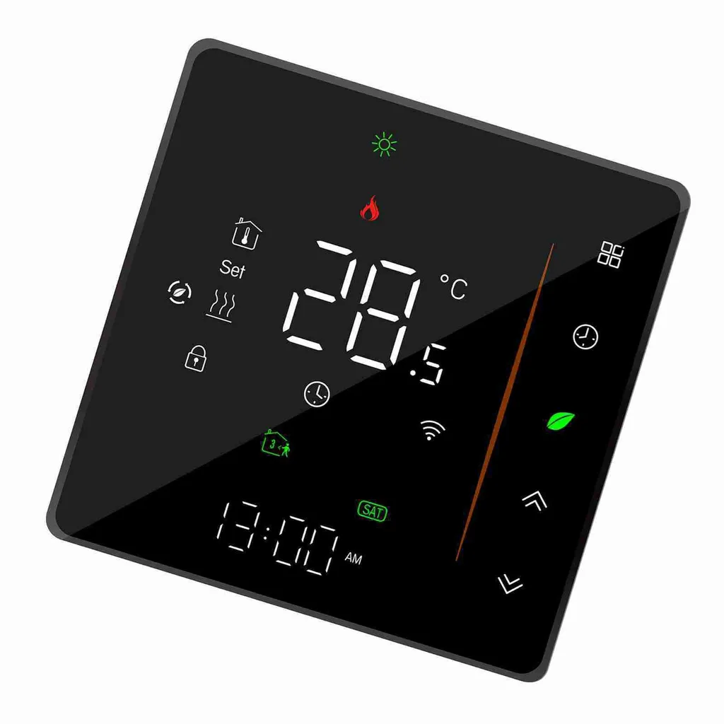 Thermostat Connecté WiFi Chauffage Eau 5A Écran Tactile Noir Compatible Alexa