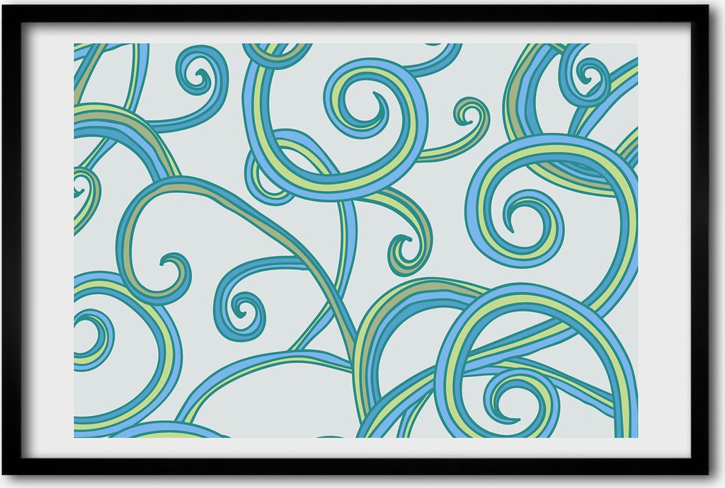 Bild 60x40 MDF-Rahmen, Wandkunst abstrakte Spiralen