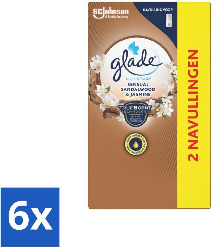 Glade - Touch & Fresh Nachfüller - Sinnliches Sandelholz-Jasmin - 2 × 10 ml - Vorteilspack - 6 Stücke