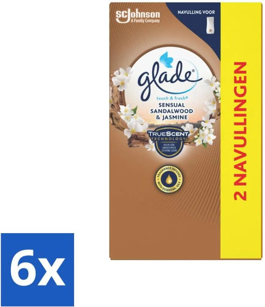 Anti odeur maison recharge Glade Touch and Fresh jasmin lot éco