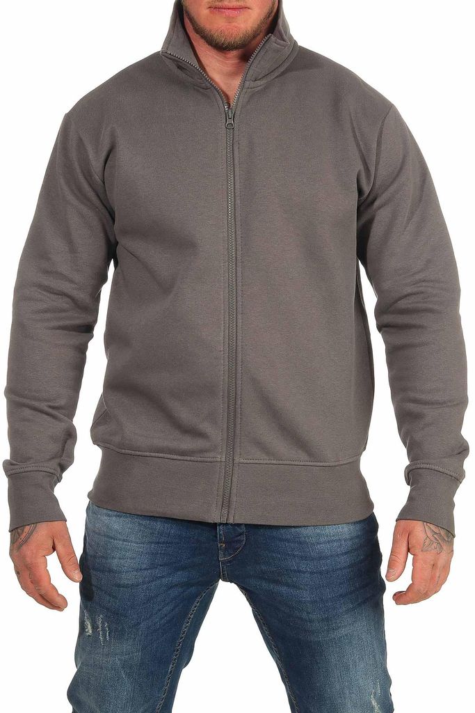 Mivaro Herren Sweatjacke Zipper Basic ohne Kapuze – Produktbild 