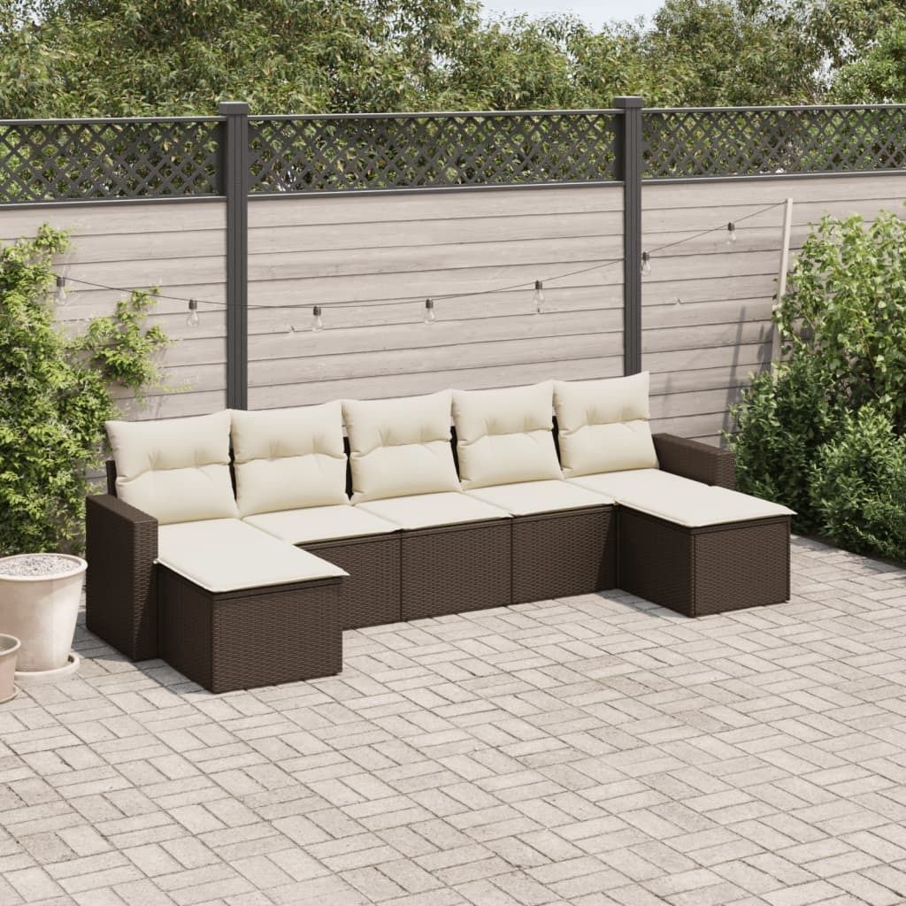 Maison Exclusive - 7-tlg. Garten-Sofagarnitur mit Kissen Braun Poly Rattan