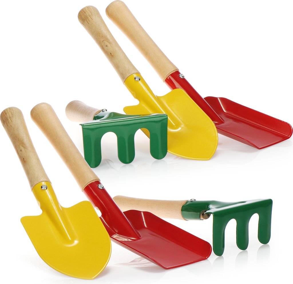 COM-FOUR 6-teiliges Gartenwerkzeug Set für Kinder - Harke, Schaufel und Spaten