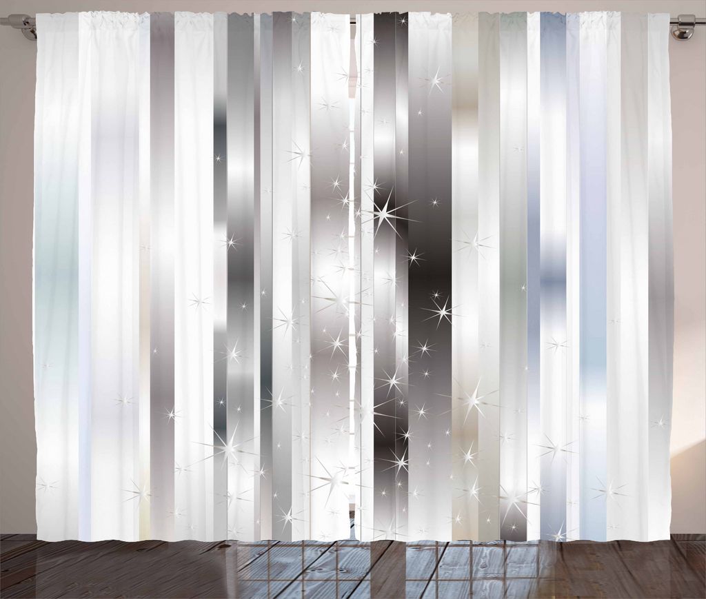 ABAKUHAUS Abstrakt Rustikaler Gardine, Farbbänder, Schlafzimmer Kräuselband Vorhang mit Schlaufen und Haken, 280 x 175 cm, Grau Schwarz Hellblau