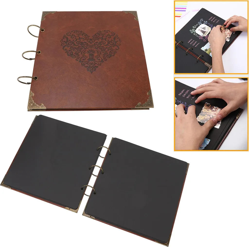 Petit classeur de photos créatif en cuir synthétique marron et métal