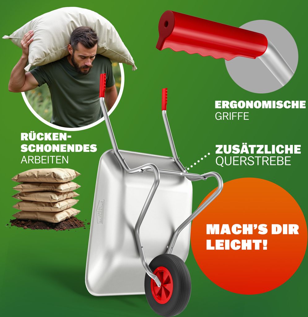 GARDEBRUK® Schubkarre Scheibtruhe Bauschubkarre 80L Produktbild 3