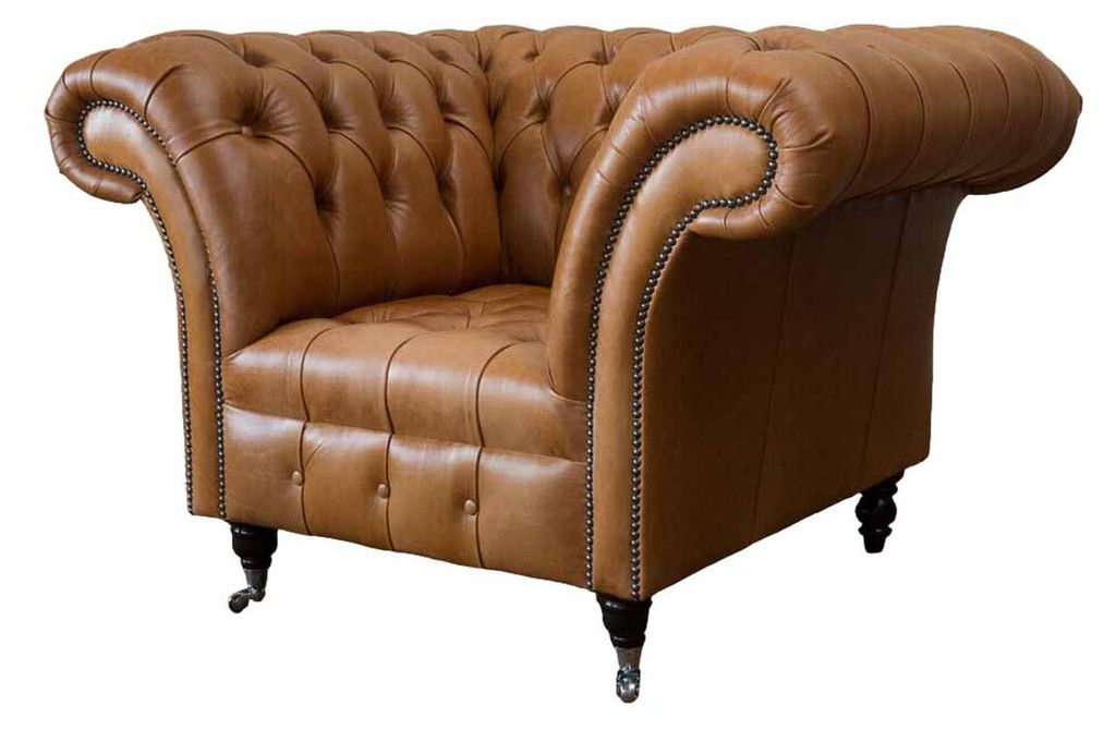 Chesterfield Design Sessel Couch Polster Luxus Couchen 1 Sitz Leder Neu