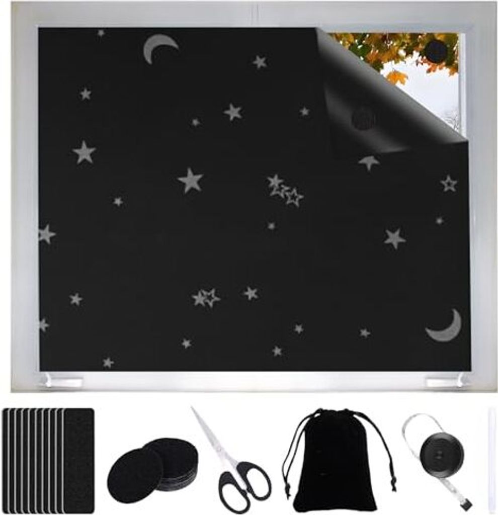 Spokki Blackout Roller Blind, Fenster 100 x 145 cm, kein Bohrung, tragbare Dachgewabelfilmfenster, Verdunkelung, Wärmeschutz, Kälte