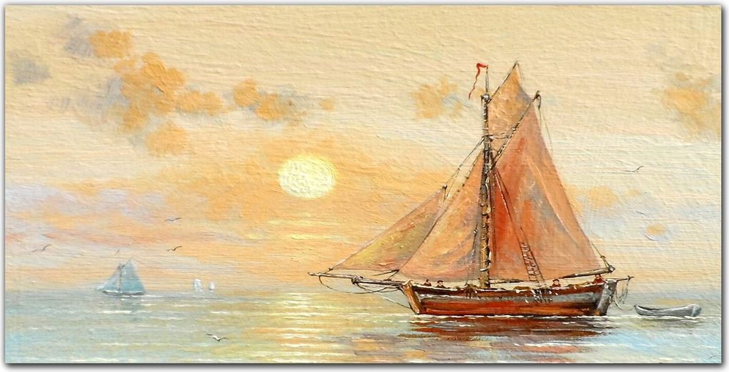 Coloray Bild aus Leinwand 140x70 Leinwand Dekoration - Seeboot Himmel