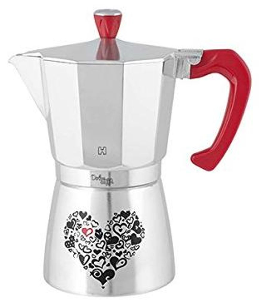 HABI Kp2900 Aluminium Kaffeemaschine Dolce Caffè für 9 Tassen, Rot/Silber